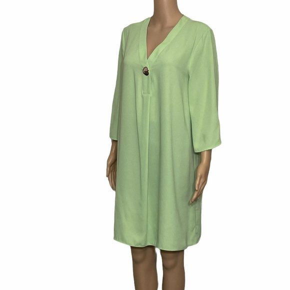 w worthington dress size M 3/4 sleeve green - Picture 3 of 10
